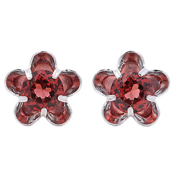 267041）お花 ガーネット ピアス 1月誕生石 14k K14 14金