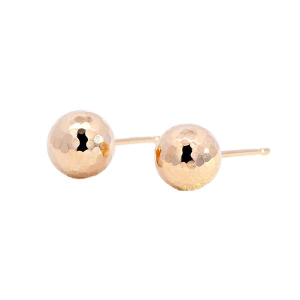 日本製 カットボールピアス 6mm 18金 ミラーボール スタッドピアス K18 