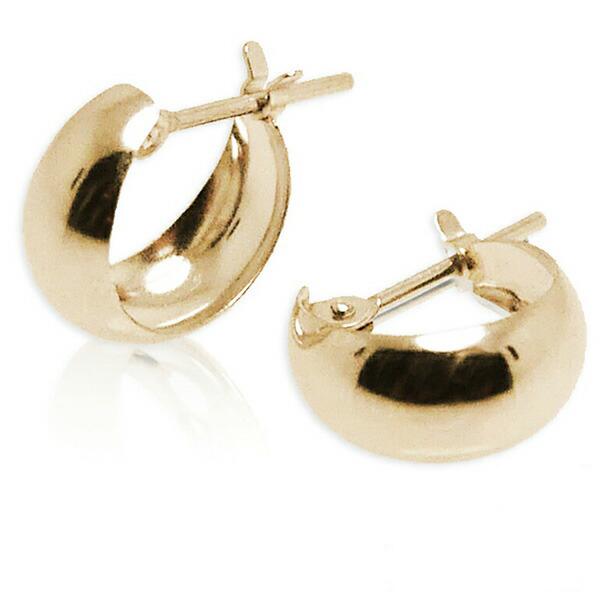 18k ゴールド 5mm×10mm フープ輪っかリングピアス ぷっくり月形 ピアス