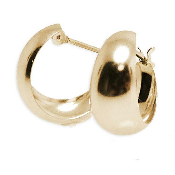 km701500）18kフープピアス ぷっくり K18ゴールド 7mm×15mm 月甲 甲丸