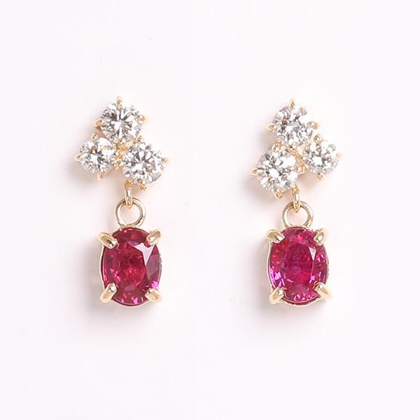 天然ルビー ダイヤモンドピアス