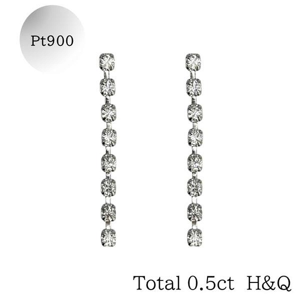 プラチナ ダイヤモンド ぶら下がりピアス H＆C 鑑別書付き ハート 