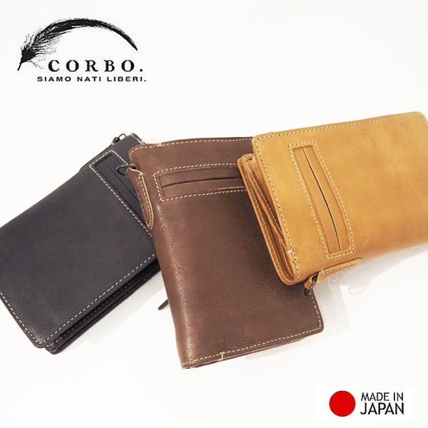CORBO 二つ折り財布 レザー ブラック 楽天市場】Wノベルティ付 コルボ 財布 メンズ レディース 二