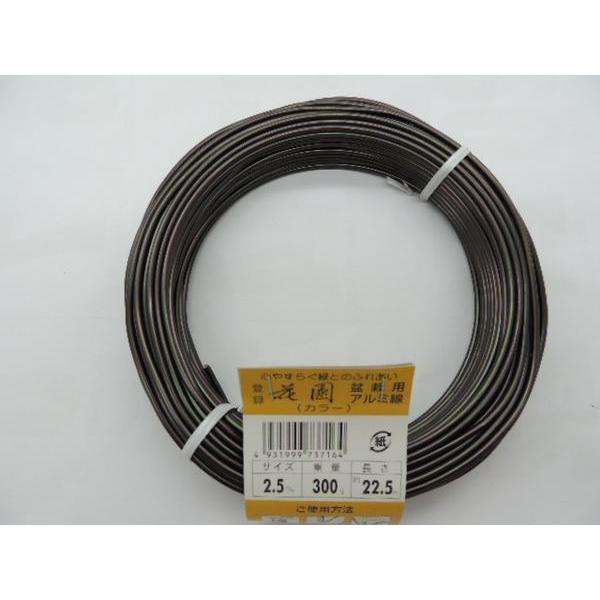 ・カラー　ブロンズ　アルミ線　2.5mm　300ｇ　約22.5m　1巻・盆栽、園芸、工作用、インテリア加工用に。太さ：2.5mm重さ：約300ｇ長さ：約22.5mブロンズ色　　素材　アルミ管理番号「1A15-05303」・追跡可能メール便で...
