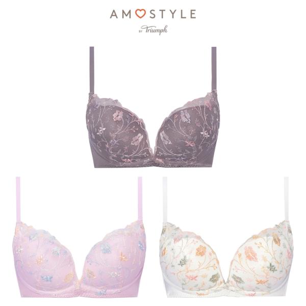 セール(アモスタイル)AMOSTYLE 夢みるブラ ノンワイヤー スリムライン ラブブロッサムズ(B,C,Dカップ) AMST1482 HU JX