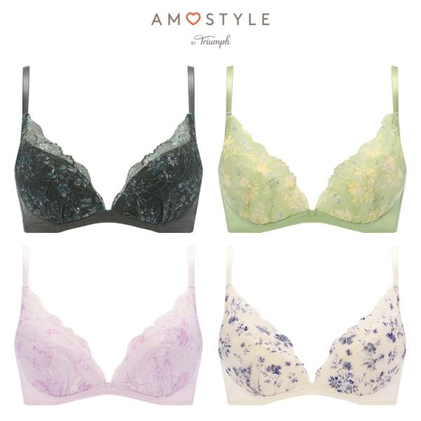 まとめ買い対象 (アモスタイル)AMOSTYLE 胸元ぴったりブラ ブラ＆ショーツセット(B,C,Dカップ) AMST1533 WHU + Mini JX