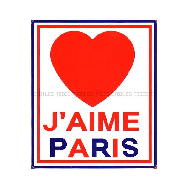 ハートがカワイイ「J'AIME PARIS（ジェーム・パリ） パリ、大好き」のステッカー。スーツケースやトランクに♪■サイズ：80x95mm■フランス製