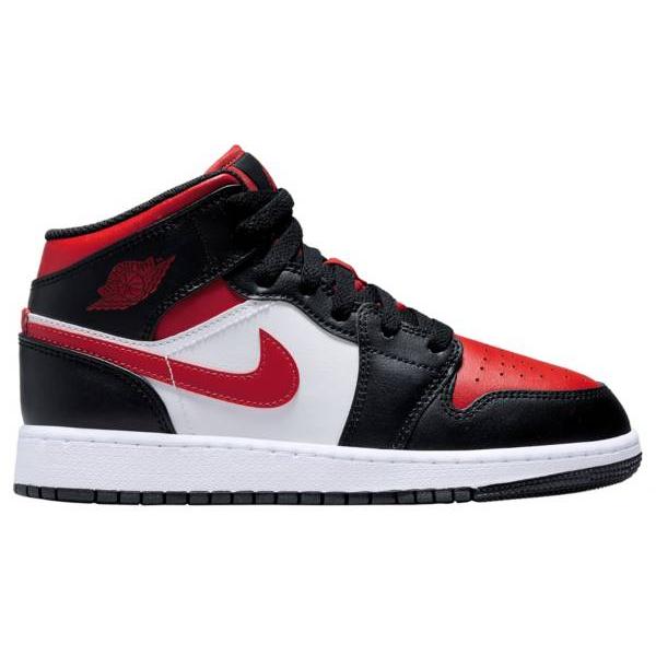 ジョーダン キッズ バッシュ Jordan Kids' GS Air Jordan 1 Mid - Black/Red/White 黒 ブラック  バスケットシューズ ミニバス 子供 男の子 女の子