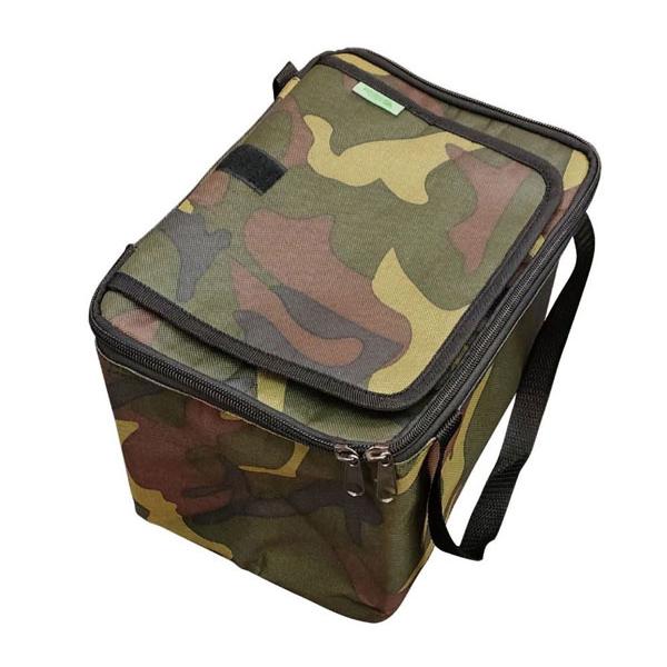 市販のＳ(小)サイズプラケースを内部にセットできるペット用キャリーバッグです。内部のポケットにカイロや保冷剤をセットできます。爬虫類や小動物の移動に便利！