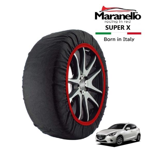 Maranello正規品 スノーソックス マツダ デミオ 15Sツーリング 6BA-DJLFS フロント 185/65R15 15インチ SUPER X 布製 