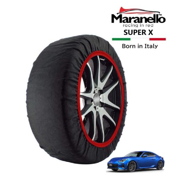 Maranello正規品 スノーソックス スバル BRZ R 3BA-ZD8 リア 215/45R17 17インチ SUPER X 布製 タイヤ チェーン イタ