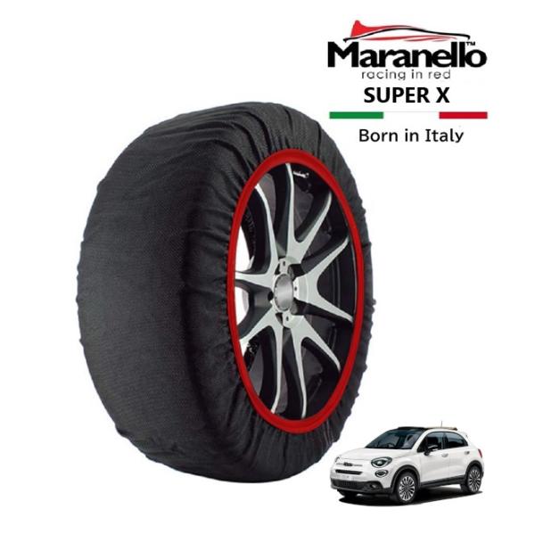 Maranello正規品 スノーソックス フィアット 500X ブレッザ 3BA-33413PM フロント 215/55R17 17インチ SUPER X 布製