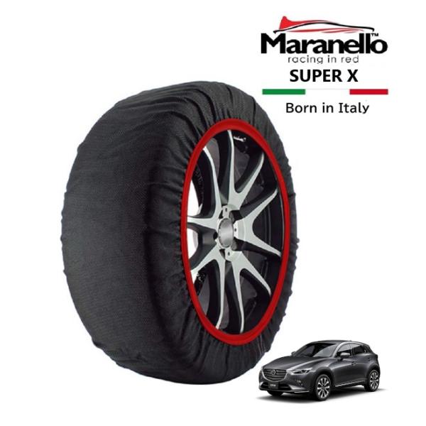 Maranello正規品 スノーソックス マツダ CX-3 DK8AW 4WD 215/60R16 16インチ SUPER X 布製 タイヤ チェーン イタリア