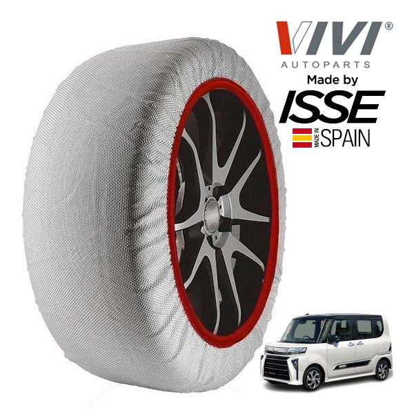 VIVI正規品 ISSE製造 スバル シフォン カスタムR 5BA-LA650F 155/65R14 14インチ フロント スノーソックス 布製 タイヤ チェー