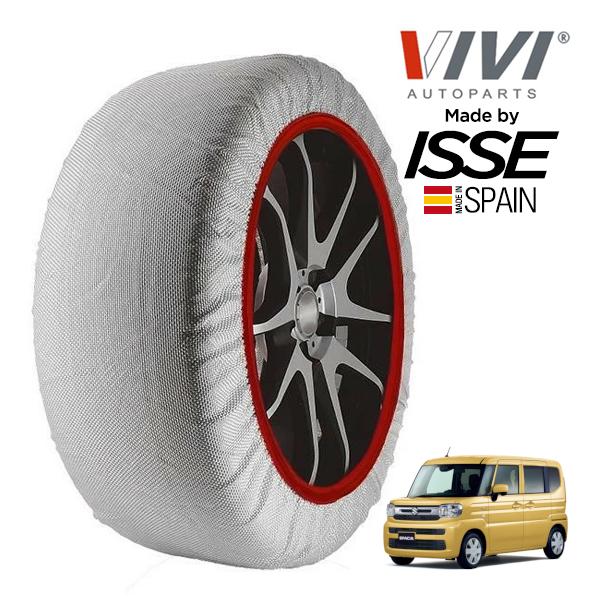 VIVI正規品 ISSE製造 スズキ スペーシア ハイブリッドG 5AA-MK94S 155/65R14 14インチ 4WD スノーソックス 布製 タイヤ 非金