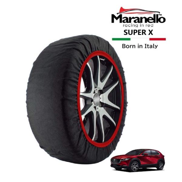 Maranello正規品 スノーソックス マツダ CX-30 ハイブリッド DMFP フロント 215/55R18 18インチ SUPER X 布製 タイヤ チ