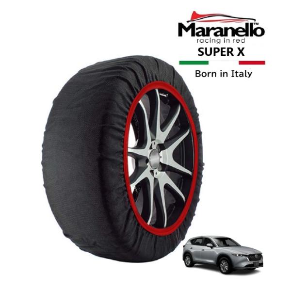 Maranello正規品 スノーソックス マツダ CX-5 3DA-KF2P フロント 225/55R19 19インチ SUPER X 布製 タイヤ チェーン 