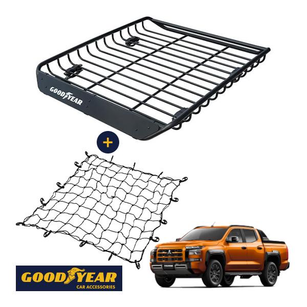 GOODYEAR正規品 ルーフラック MEGA PRO カーゴネット セット 1341×124