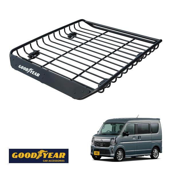 GOODYEAR正規品 スチール ルーフラック MEGA PRO 日産 クリッパーリオ DR17W 1341mm×124mm×1105mm ルーフカーゴ 耐荷重100kg ブラック