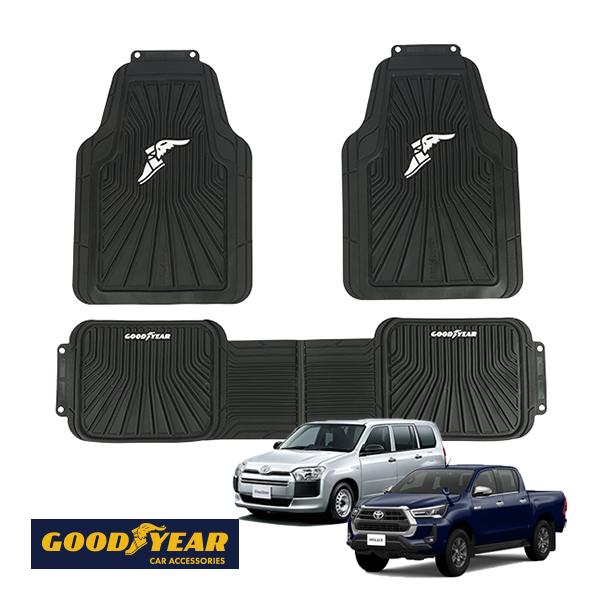GOODYEAR正規品 汎用 ロゴ入 ラバーフロアマット 3枚 トヨタ プロ