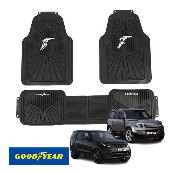 GOODYEAR正規品 汎用 ロゴ入 ラバーフロアマット 3枚セット
