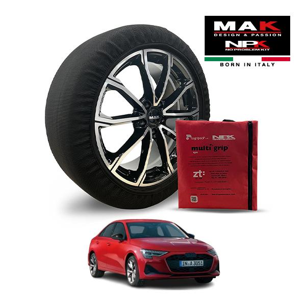 MAK正規品 NPK スノーソックス LIGHT 225/40R18 18インチ 布製 タイヤ チェーン アウディ A3 セダン 30TFSI Sライン 3AA