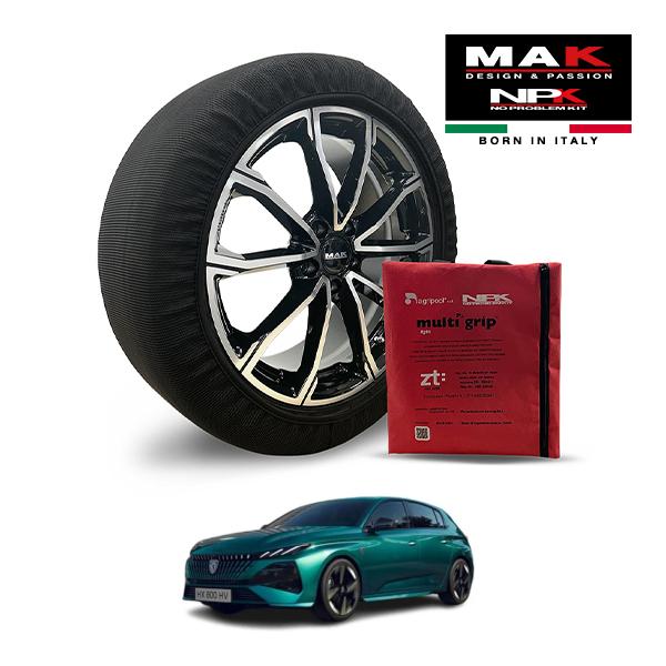 MAK正規品 NPK スノーソックス LIGHT 225/40R18 18インチ 布製 タイヤ チェーン 非金属 プジョー 308 GTハイブリッド 5AA-P