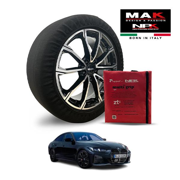 MAK正規品 NPK スノーソックス LIGHT 225/40R19 19インチ 布製 チェーン BMW 3シリーズ M340i xDrive ブラック・パッケ