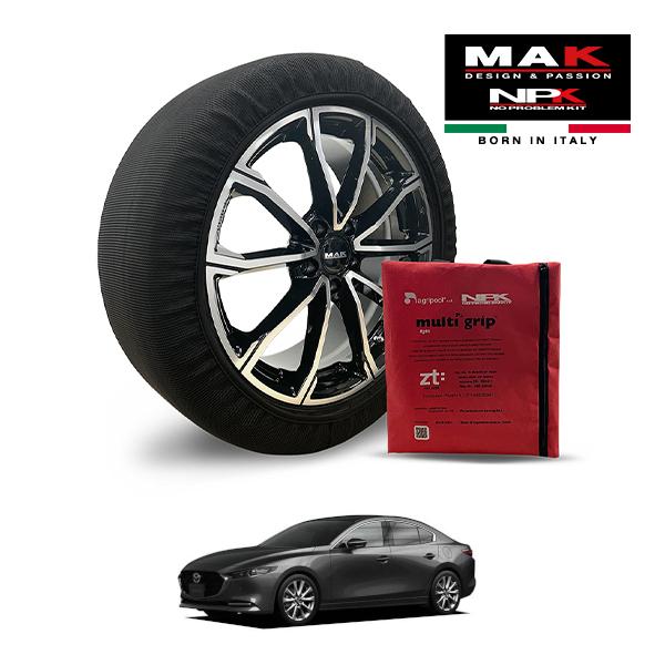 MAK正規品 NPK スノーソックス LIGHT 215/45R18 18インチ 布製 タイヤ チェーン マツダ MAZDA3セダン 20S スポーツ 5AA-