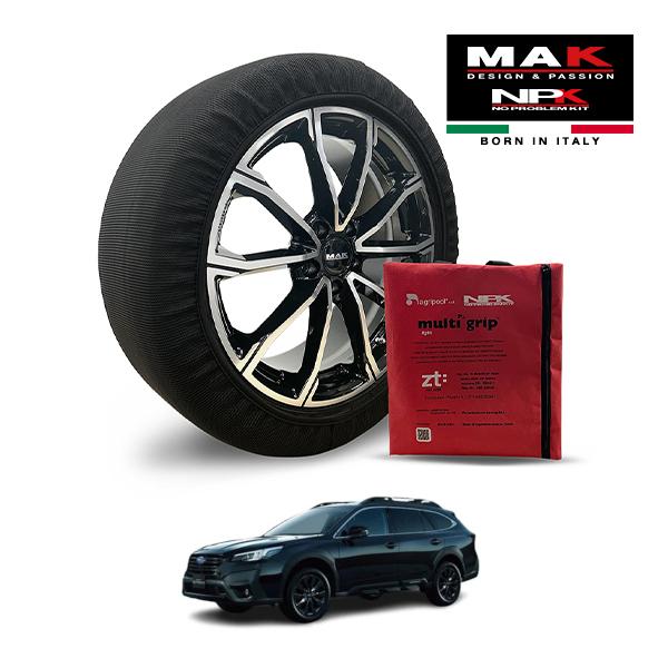 MAK正規品 NPK スノーソックス LIGHT 225/60R18 18インチ 布製 タイヤ チェーン 非金属 スバル レガシィアウトバック ブラック 4BA