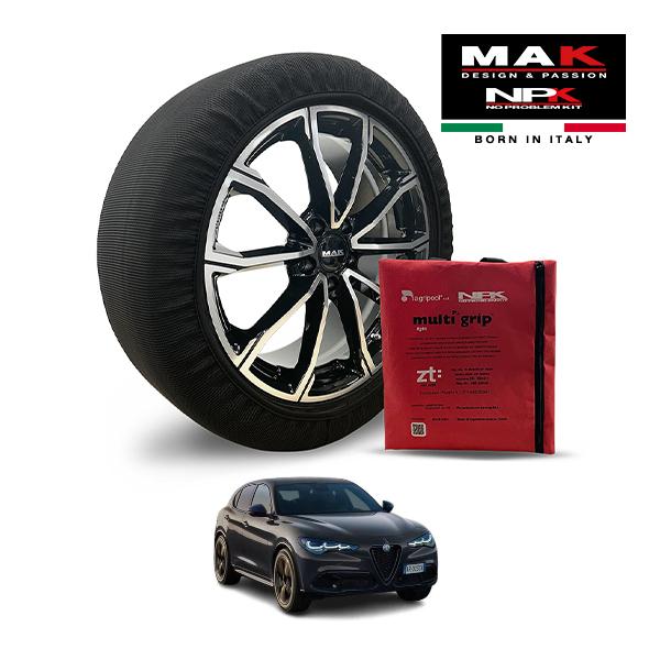 MAK正規品 NPK スノーソックス LIGHT 255/40R21 21インチ 布 タイヤ チェーン アルファロメオ ステルヴィオ 2.2 ディーゼル 3DA