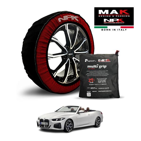MAK正規品 NPK スノーソックス ORIGINAL 225/45R18 18インチ 布製 タイヤ チェーン BMW 4シリーズ 420i カブリオレ Mスポ