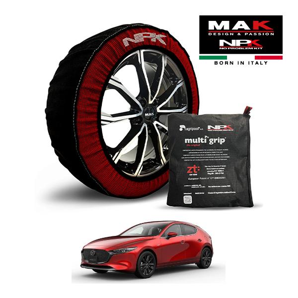 MAK正規品 NPK スノーソックス ORIGINAL 215/45R18 18インチ 布製 タイヤ チェーン マツダ MAZDA3ファストバック XD ドライ