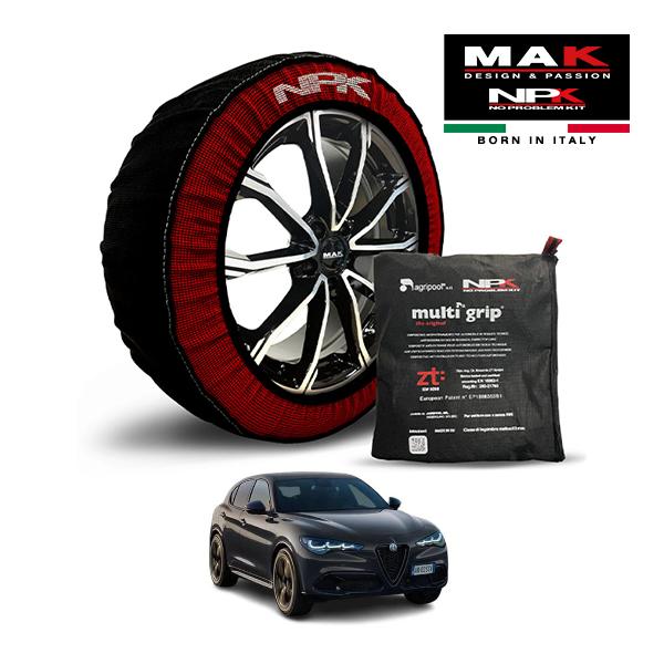MAK正規品 NPK スノーソックス ORIGINAL 255/40R21 21インチ 布 タイヤ チェーン アルファロメオ ステルヴィオ ディーゼルQ4 3D