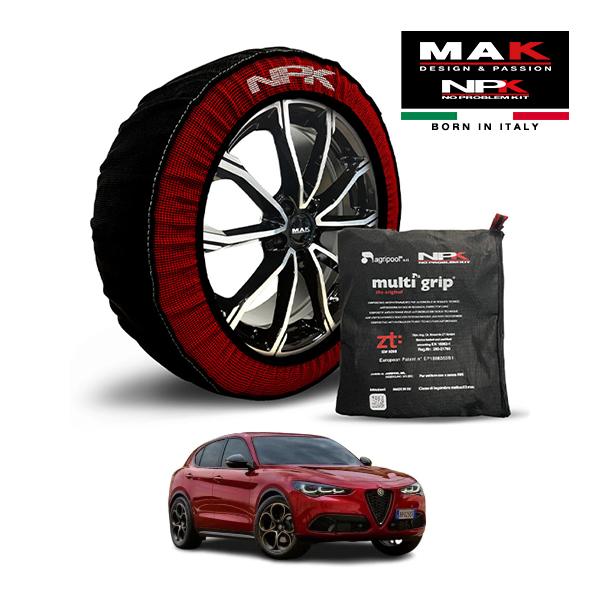 MAK正規品 NPK スノーソックス ORIGINAL 255/45R20 20インチ 布製 タイヤ チェーン アルファロメオ ステルヴィオ 2.0ターボ 3B