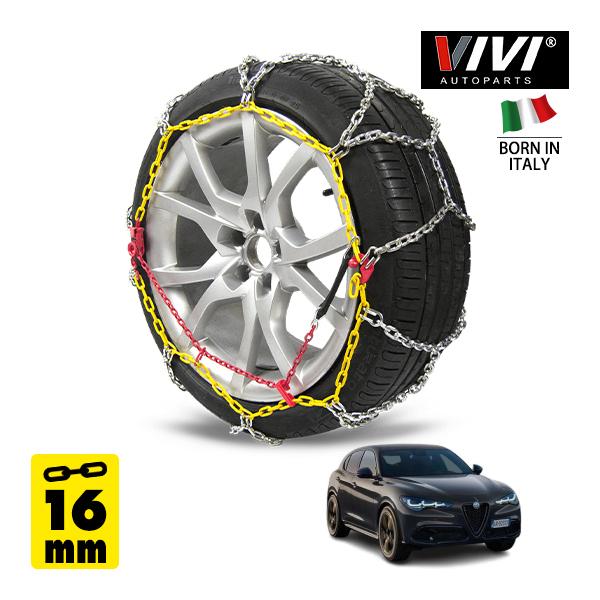 VIVI正規品 スチールチェーン 16mm 亀甲型 255WD16 255/40R21 21インチ 金属製 タイヤ チェーン アルファロメオ ステルヴィオ Q4