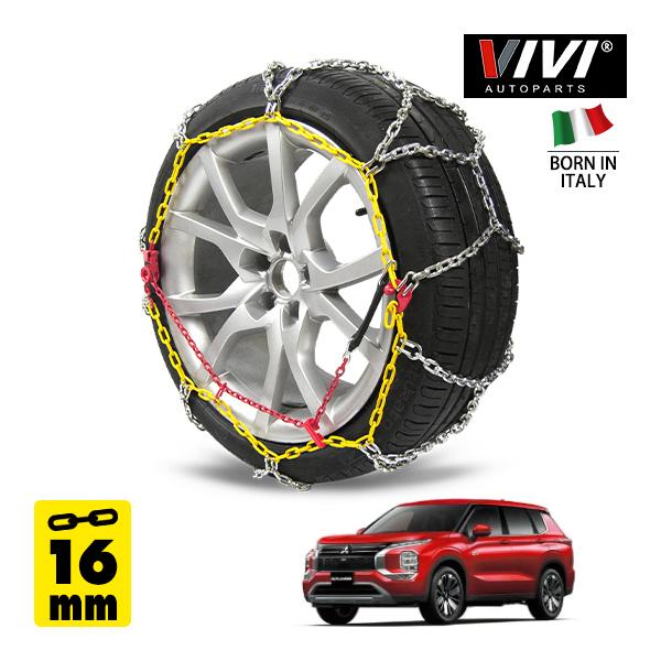 VIVI正規品 スチールチェーン 16mm 亀甲型 255WD16 255/45R20 20インチ 金属製 タイヤ チェーン 三菱 アウトランダーPHEV 5L