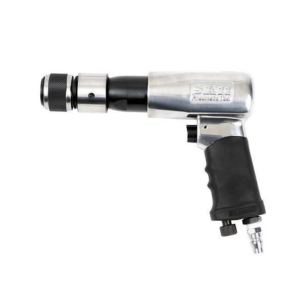 納期について：メーカー直送品(代引き不可)【 特長 】・5種類のチゼルをセットにした、プロフェッショナル仕様のエアーハンマーキットです。・小型ハンマーのハイパワータイプです。・クイックリテイナー付でワンタッチでチゼル交換が可能です。・コンク...