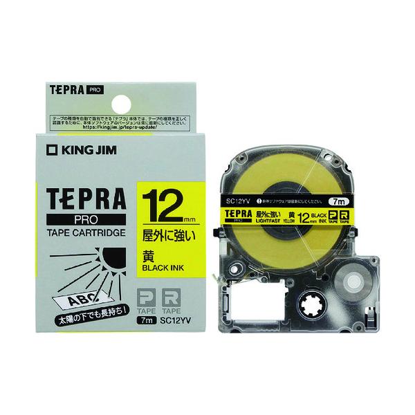 �L���O�W�� KING JIM �y�����z�u�e�v���vPRO�e�[�v 12mm ���O�ɋ������x��/�����x��/������ ����7m SC12YV ���Ԍ��� �|�C���g10�{