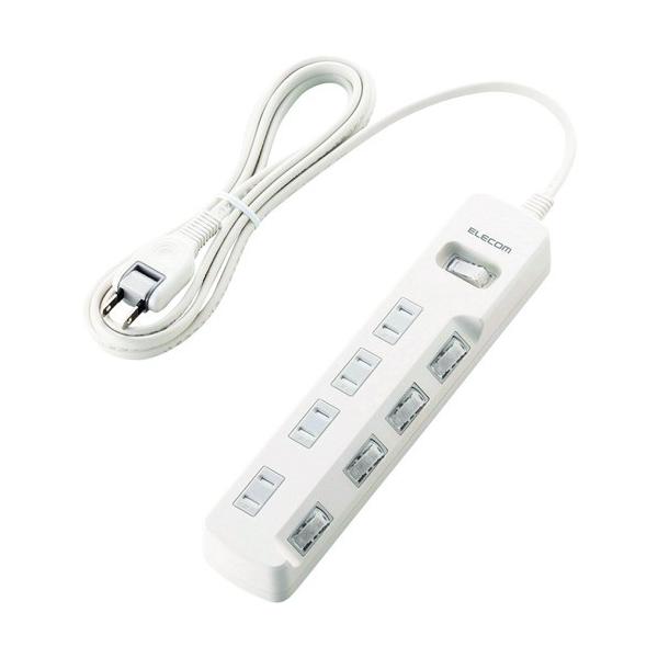 �G���R�� ELECOM �I�t�B�X�p�^�b�v �ꊇ���ʃX�C�b�`�t ���K�[�h�^�b�v 4�� 2.5m �� T-K8A-2425WH ���Ԍ��� �|�C���g10�{