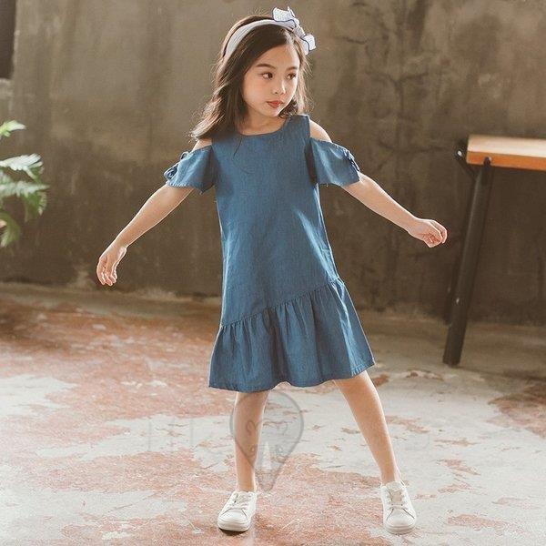 子供服 女の子 オフショルダー ひざ丈 キッズ 可愛い 春夏 フリル 発表会 卒園式 入学式 パーティ 子供ドレス ワンピース 本物品質の