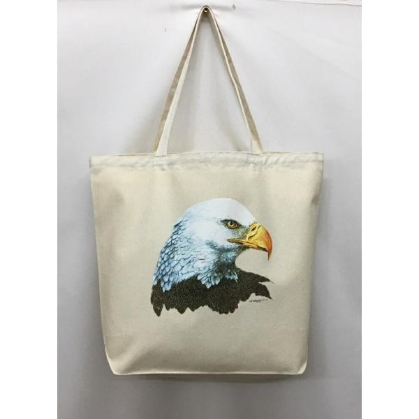 厚手でたっぷり収納！オシャレ かばん カバン 大容量 肩掛け 丈夫 お散歩バッグ 【ラッピング無料】ギフトにも人気！プレゼント鳥 イーグル eagle 白頭鷲 鷲 (１７−D) 猛禽類 トートバッグ エコバッグ マイバッグ【Lサイズ/大】か...