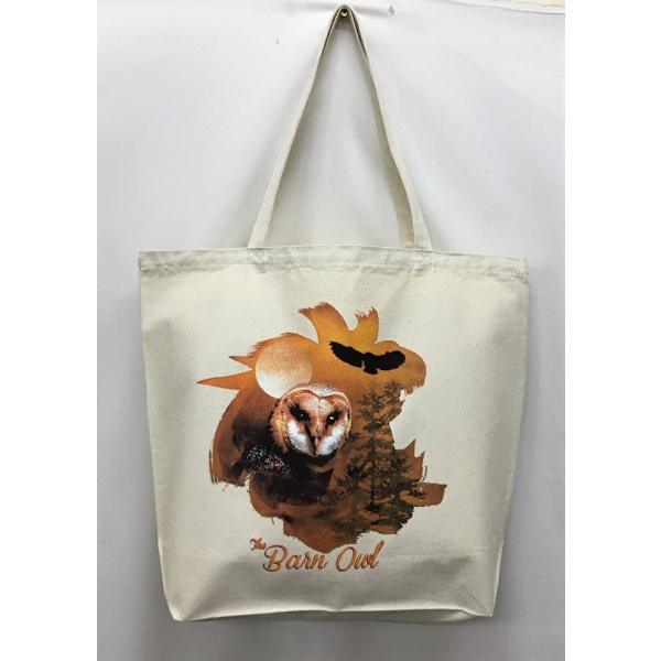 厚手でたっぷり収納！オシャレ かばん カバン 大容量 肩掛け 丈夫 お散歩バッグ 【ラッピング無料】ギフトにも人気！プレゼントメンフクロウ ミミズク (ＷＮ) 猛禽類 トートバッグ エコバッグ マイバッグ【Lサイズ/大】かわいい おしゃれ ...