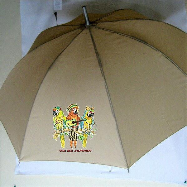 プレゼントに最適♪長く使える丈夫な長傘 強風に強く壊れにくい 高品質グラスファイバー ワンタッチ式 ジャンプ式【ラッピング無料】ギフトにも人気！コンゴウインコ 鳥 トリ とり バード（前後１） 前後プリント 傘 65cm 直径110cm レ...