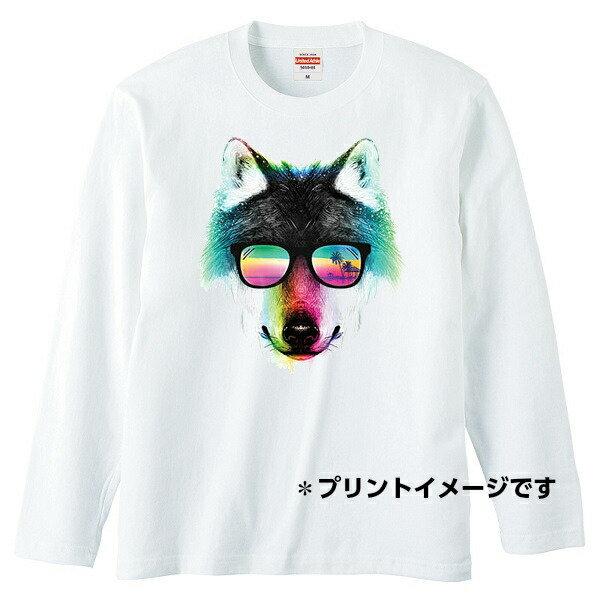 ウルフ 長袖 tシャツロンティー 丸首型 クルーネック 綿100