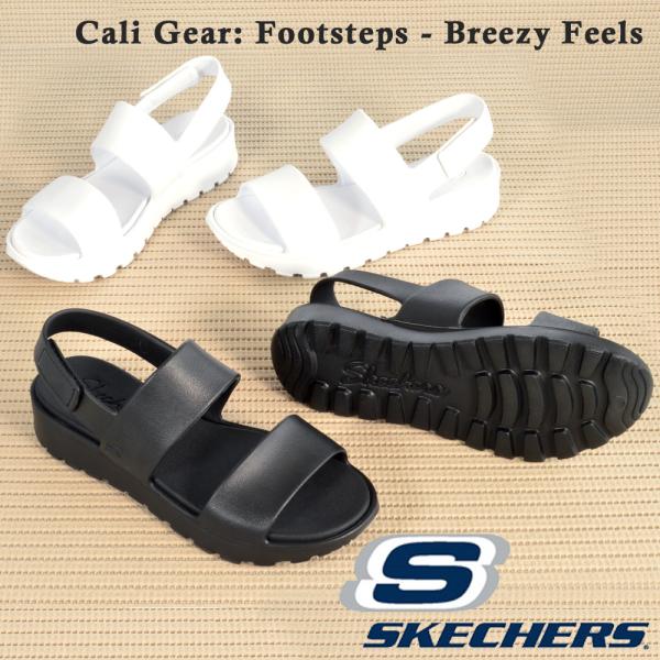 SKECHERS Cali コンフォートサンダル ホワイト/ブラック