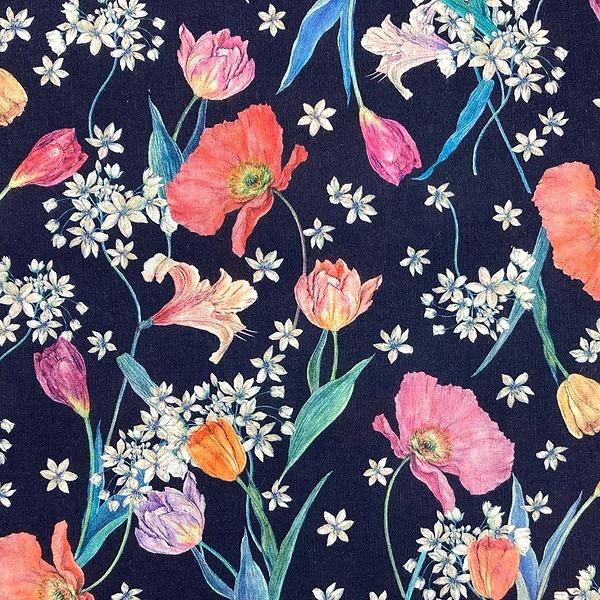 Lacefield Designs Blythe Honeydew Blue Red Floral Medallion Fabric by Yard 55w - Ireland