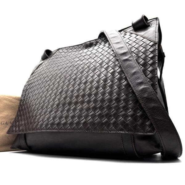 ボッテガヴェネタ イントレチャート ダークブラウン レザー ショルダーバッグ Bottega Veneta ボッテガヴェネタ イントレチャート ショルダーバッグ
