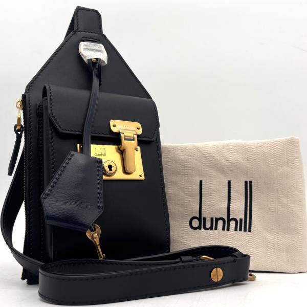 【美品】ダンヒル トラベル ホルスター ロックバッグ ボディバッグ レザー 黒 未使用保管品 ダンヒル dunhill ロック トラベルホルスター ボディ