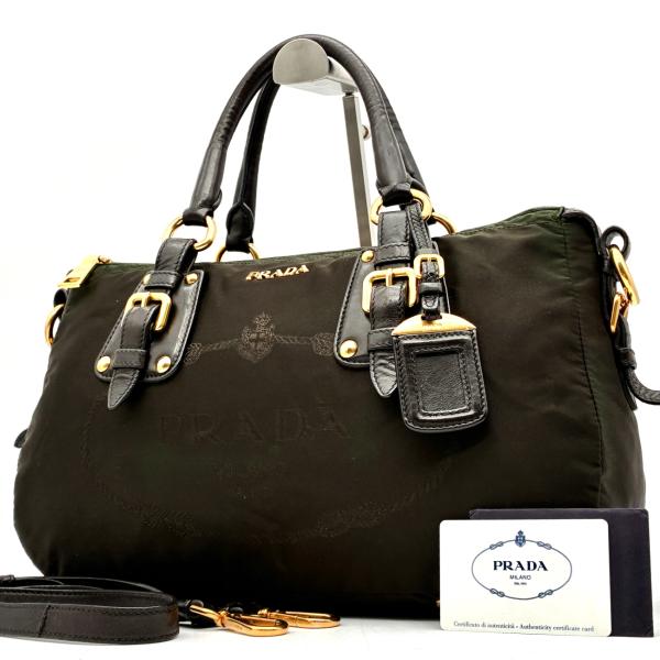 PRADA プラダ ロゴジャガード 2way ハンドバッグ ショルダーバッグ